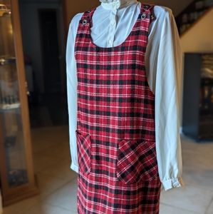 Vintage plaid dress 90s 80s size 6 wool